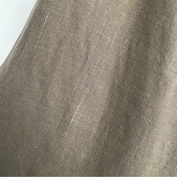 Linen Green and Brown Wide Leg Pants - Picture 13 of 16